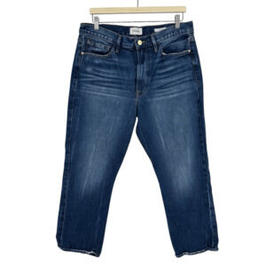 Frame Le Piper Womens Jeans Size 32 in Blue Sky High Rise Slim Straight Cropped